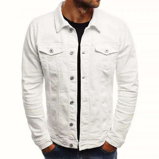 Slim-Fit Knopfleiste Denim-Jacke
