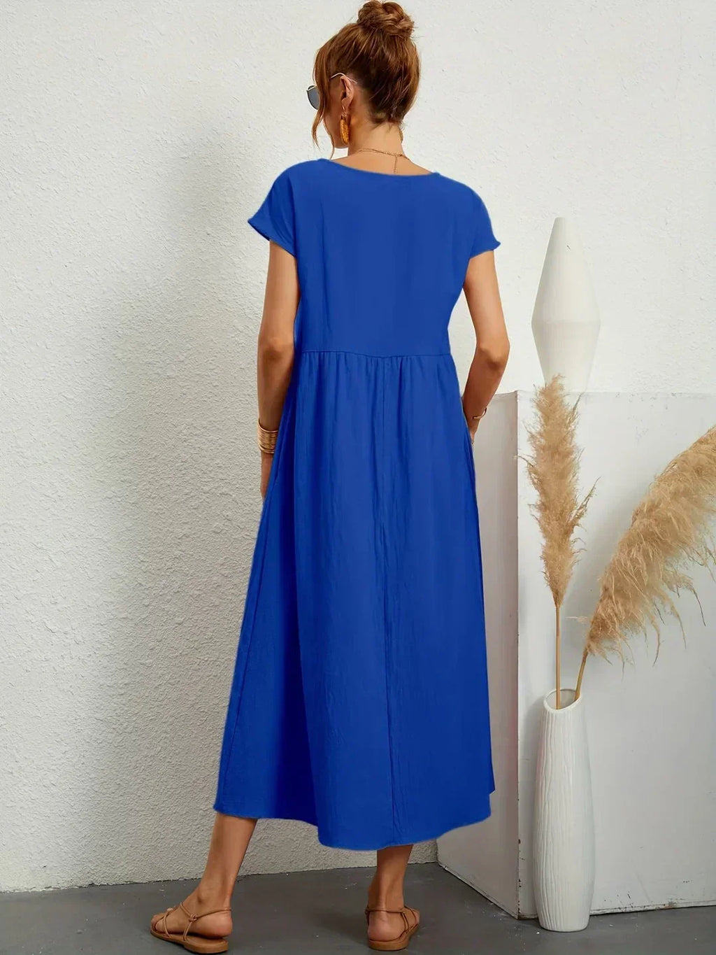 Casual Elegant Baumwolle und Leinenkleid