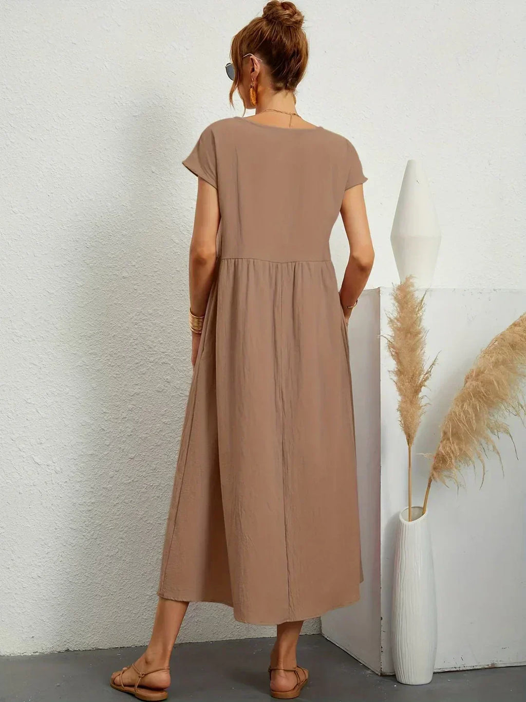 Casual Elegant Baumwolle und Leinenkleid
