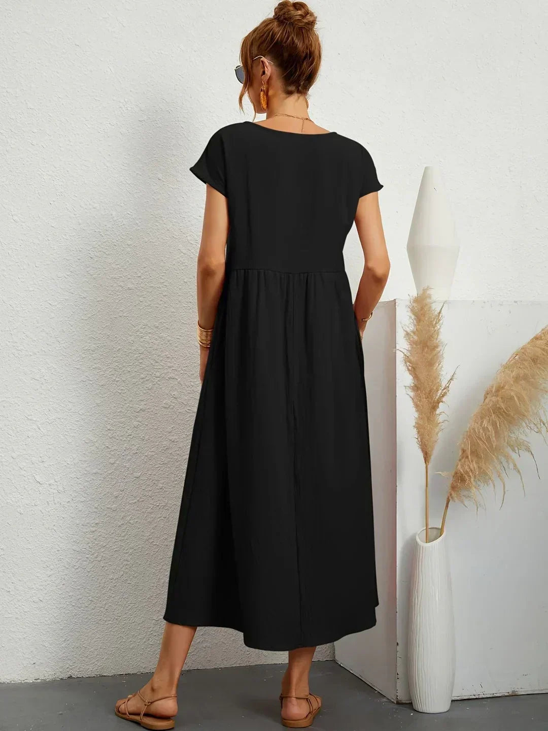 Casual Elegant Baumwolle und Leinenkleid