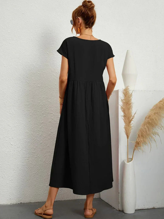 Casual Elegant Baumwolle und Leinenkleid