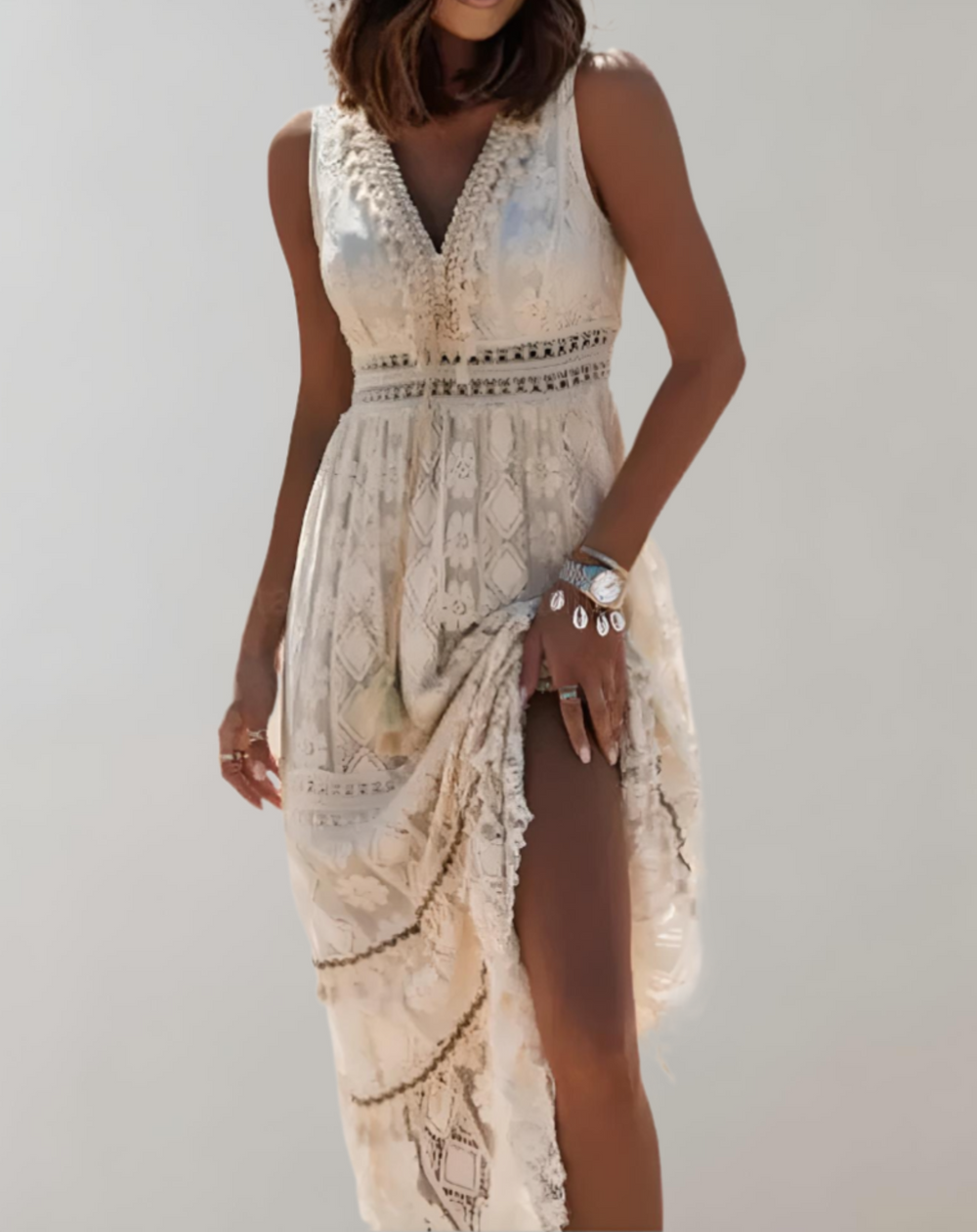 Elegantes Damen Sommerkleid Im Boho Stil
