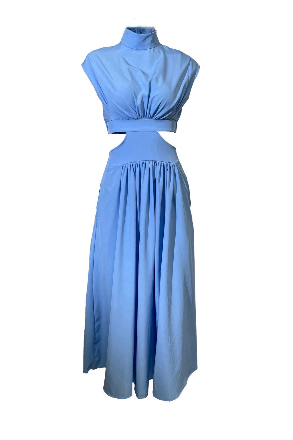 Mock Neck Cutout Midi Kleid