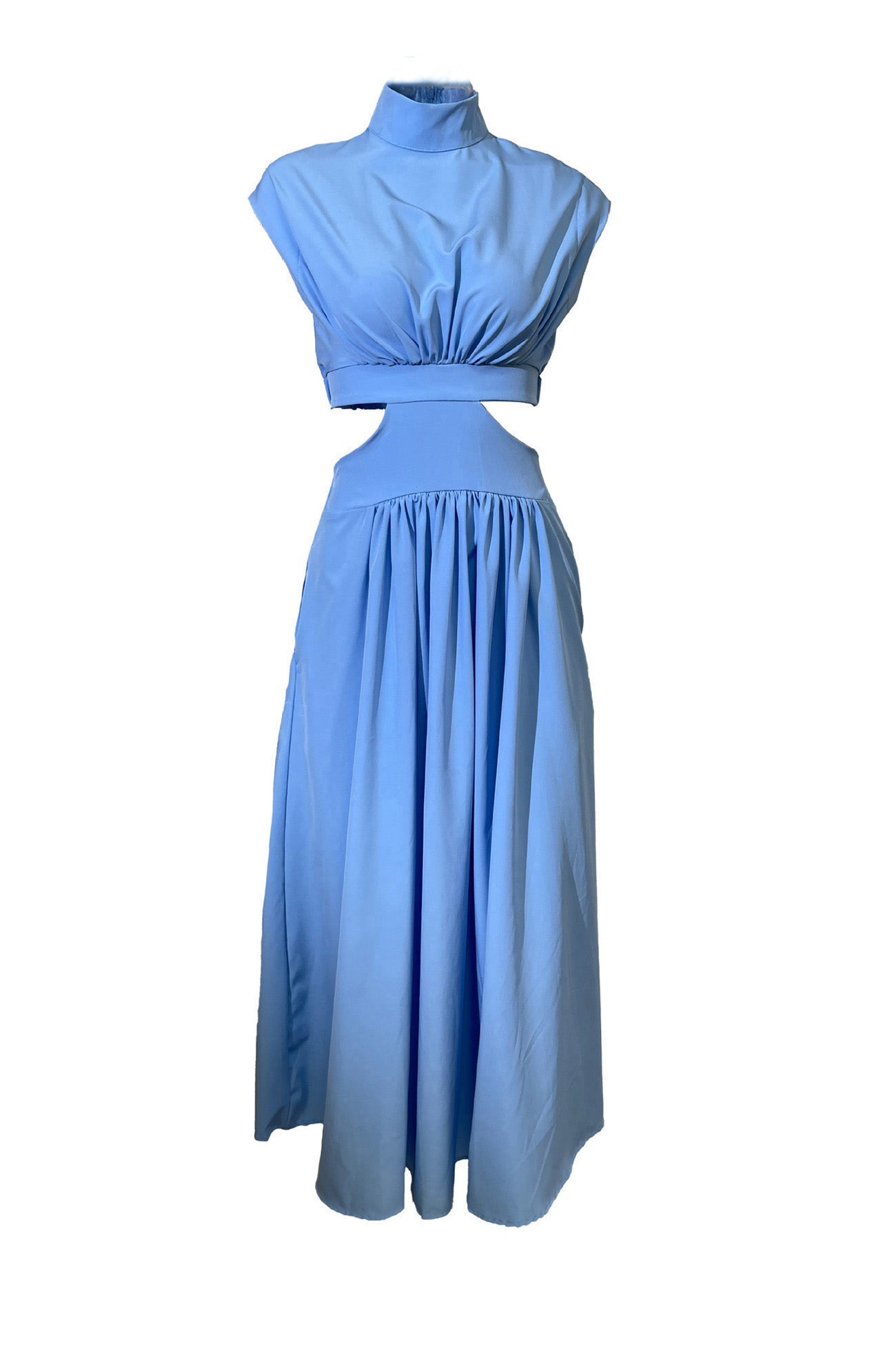 Mock Neck Cutout Midi Kleid
