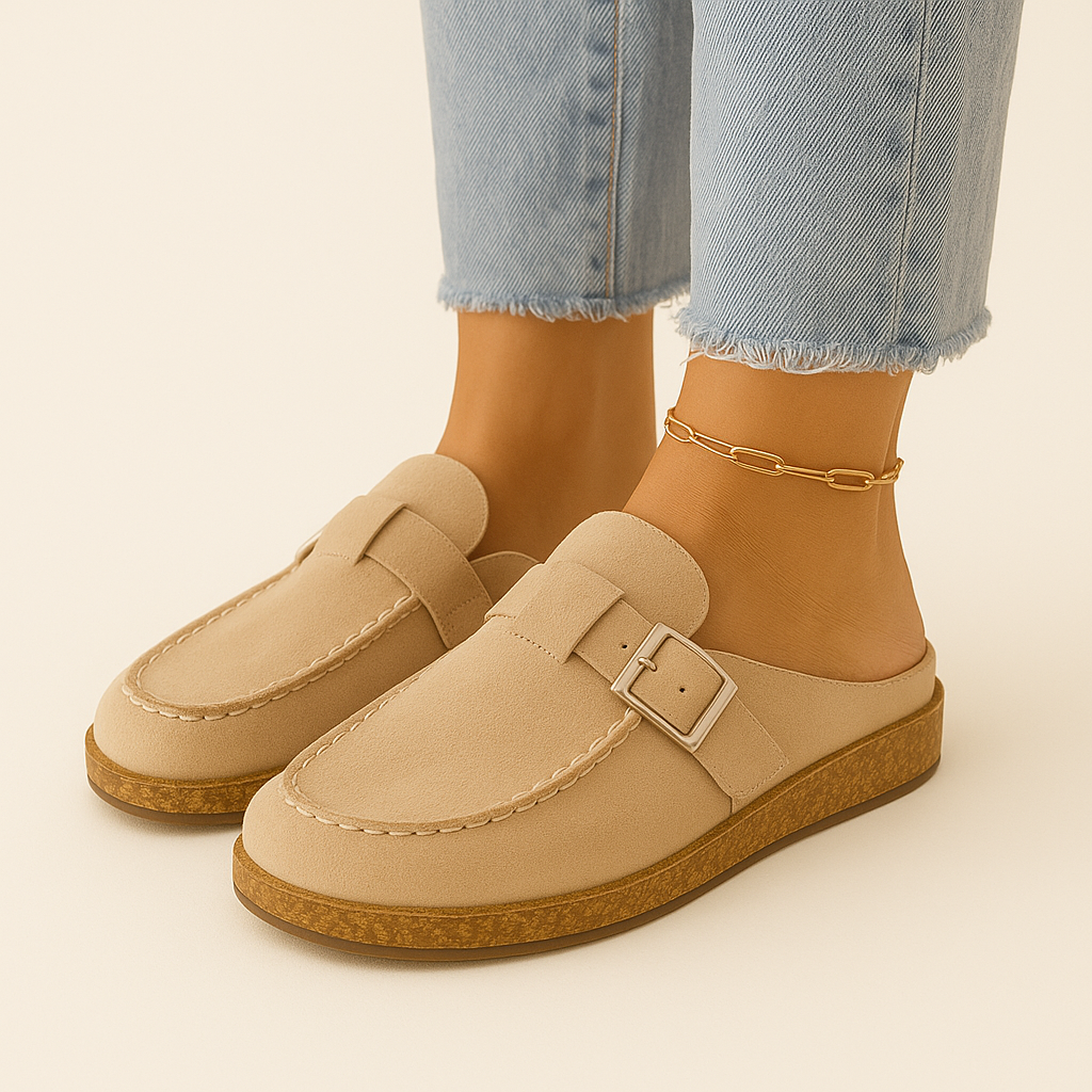 Mules - Damen Slip-On Wildleder Clogs Hausschuhe Shopnory