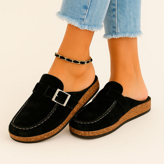 Mules - Damen Slip-On Wildleder Clogs Hausschuhe Shopnory