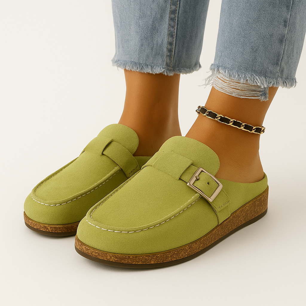 Mules - Damen Slip-On Wildleder Clogs Hausschuhe Shopnory