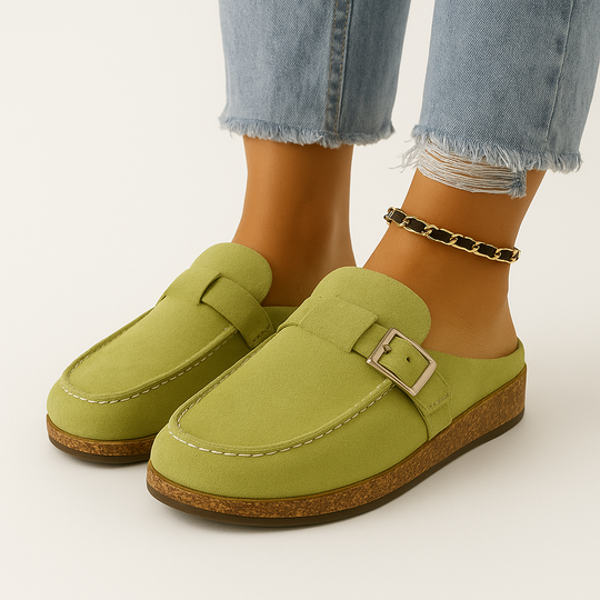 Mules - Damen Slip-On Wildleder Clogs Hausschuhe Shopnory