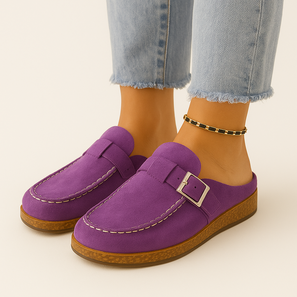 Mules - Damen Slip-On Wildleder Clogs Hausschuhe Shopnory
