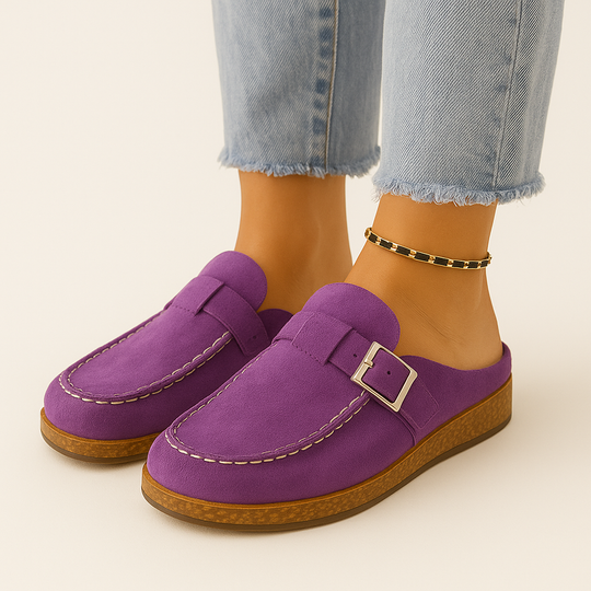 Mules - Damen Slip-On Wildleder Clogs Hausschuhe Shopnory