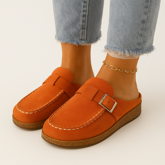Mules - Damen Slip-On Wildleder Clogs Hausschuhe Shopnory