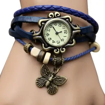 Damen-Accessoire-Uhr mit Vintage-Blumenarmband