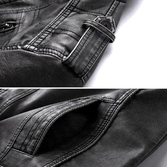 Schwarze Lederjacke mit Zeitlosem Vintage-Look