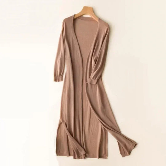 Lange Offene Front Strickjacke