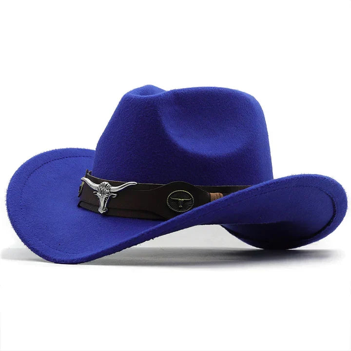 ShopNory - Western-Stil Filzhut mit Stier-Schnallenband