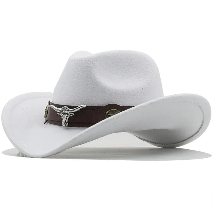 ShopNory - Western-Stil Filzhut mit Stier-Schnallenband