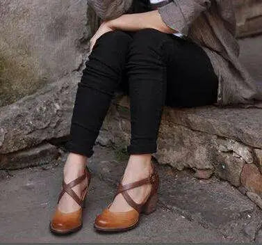 Hellbraune Sommer Leder High Heels