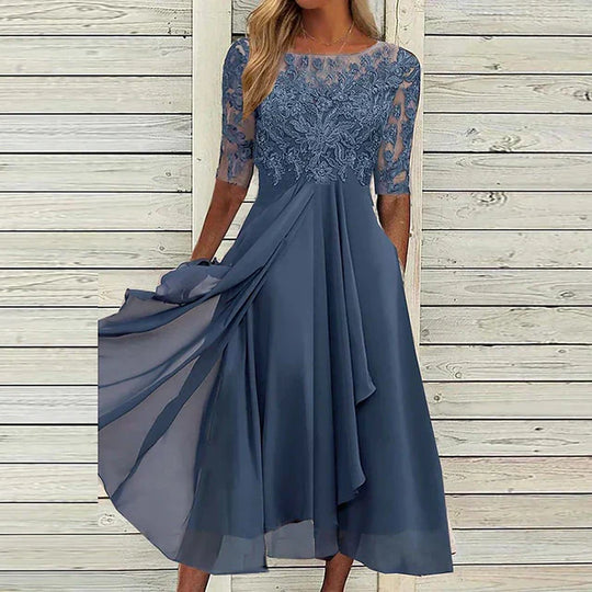 dunkelblaue Festkleid