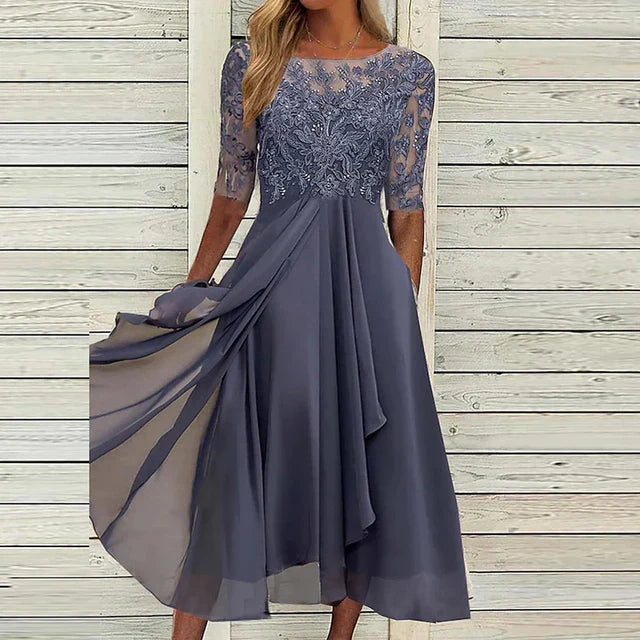 dunkelblaue Festkleid