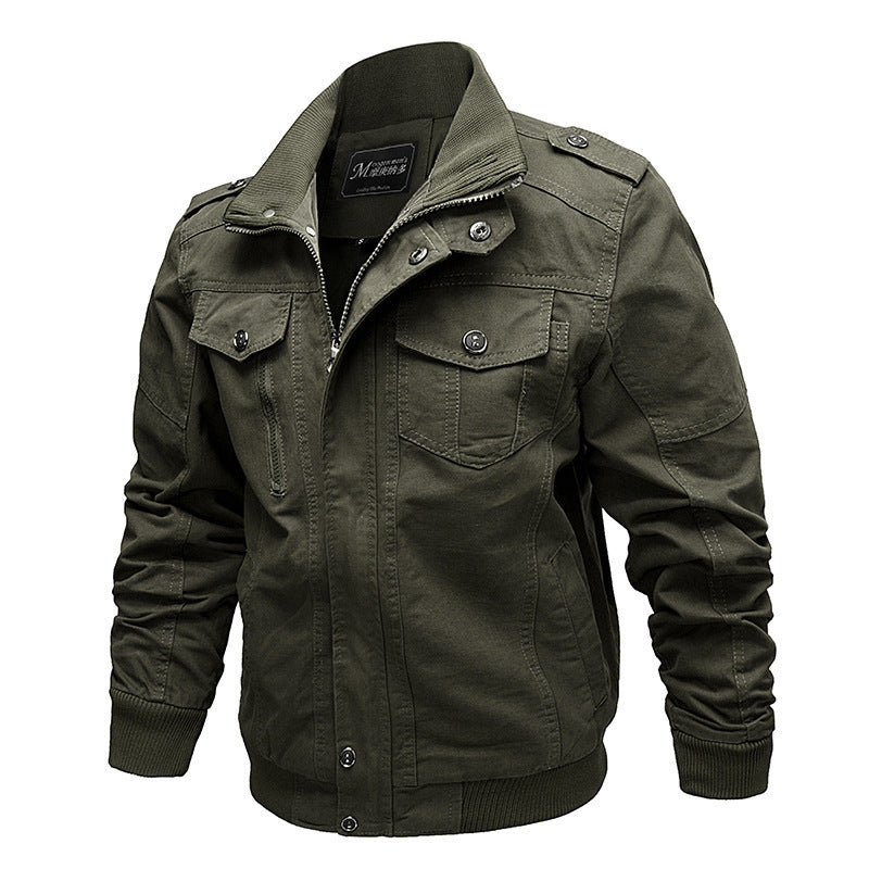 Herren Canvas-Fieldblouson im Utility-Style mit Schulterpatten, Brustpattentaschen und Rippbündchen Shop Nory
