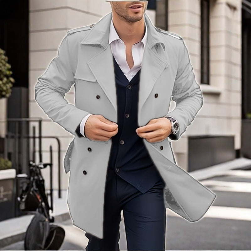 Herren Doppelt-knopf Trenchcoat mit praktischen Taschen