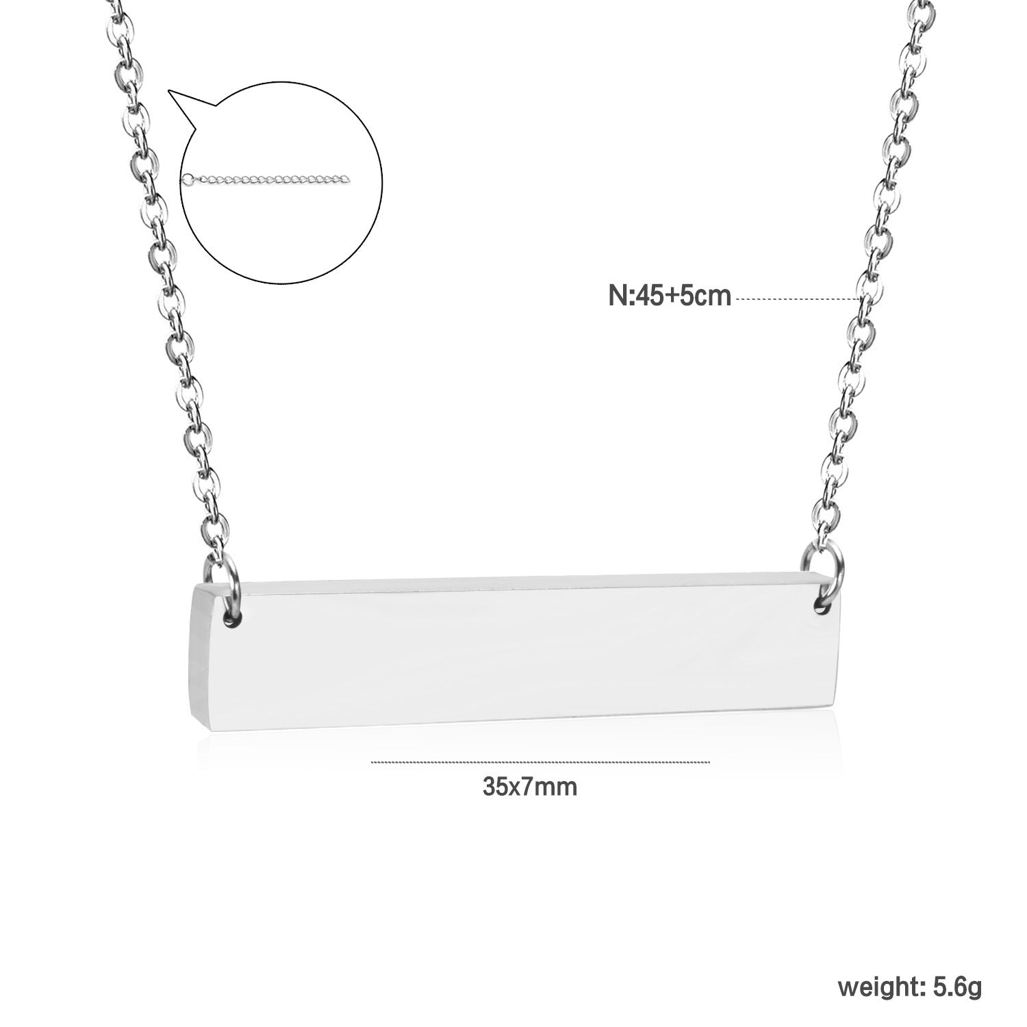 Damen Halskette mit personalisierbarem Anhänger aus hochwertigem Edelstahl Shop Nory