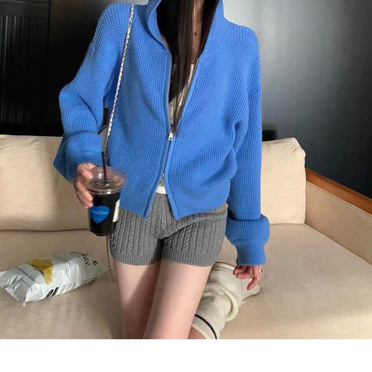 Damen Bequemer Strick-Hoodie mit Reißverschluss Shop Nory