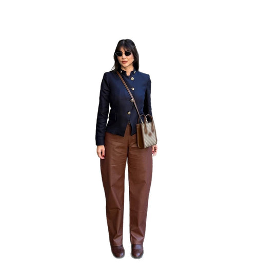 Damen Taillierter Blazer mit Stehkragen und goldenen Zierknöpfen Shop Nory