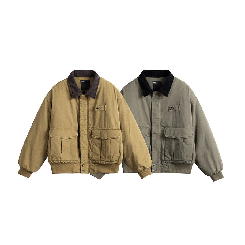 Herren Kurz geschnittene Utility-Blousonjacke mit Kordkragen und aufgesetzten Pattentaschen Shop Nory