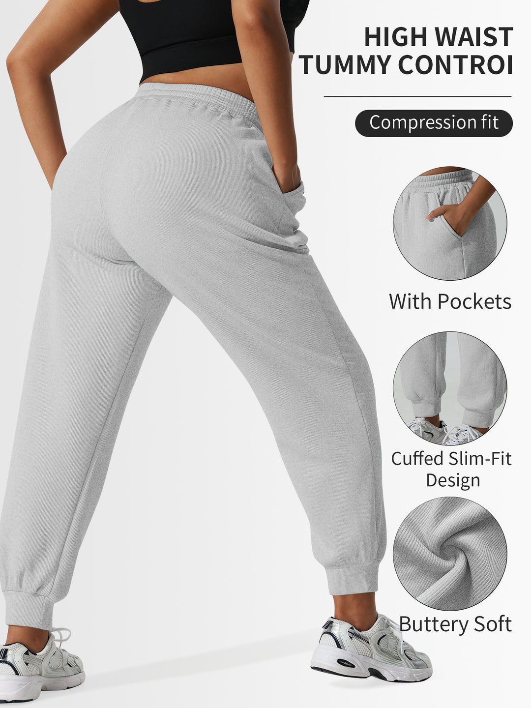 Damen High-Waist Shaping-Jogpant aus Rippfleece mit Taschen Shopy Nory
