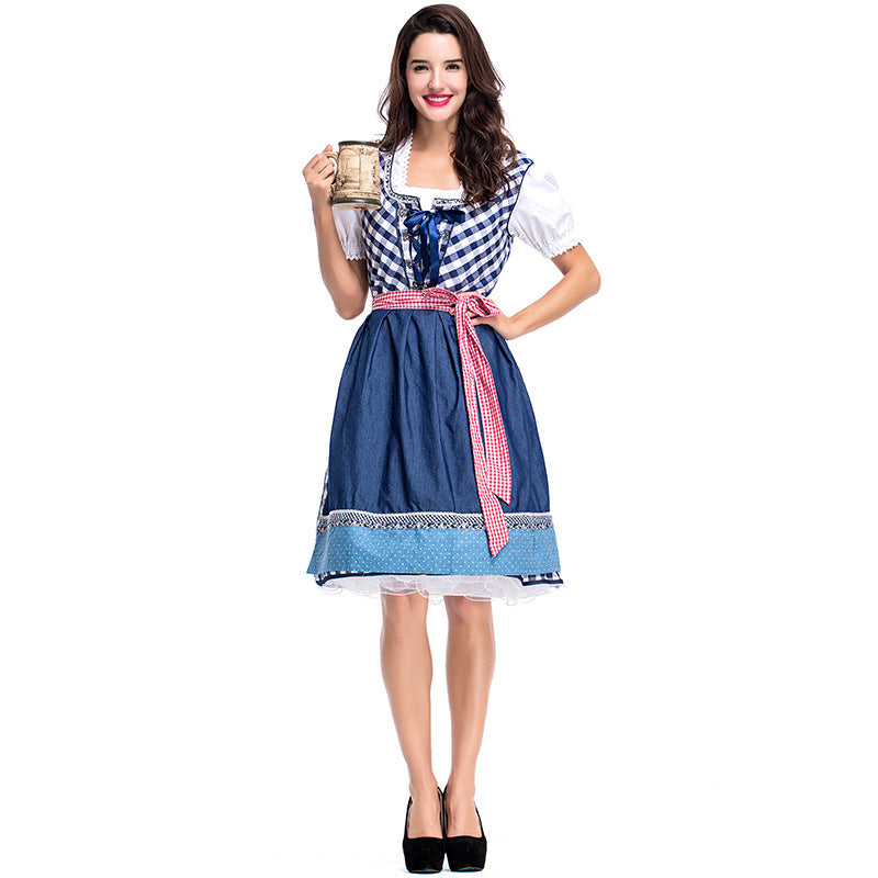 Damen nan traditionelles Trachten Dirndlkleid mit herzförmigem Ausschnitt, Schnürung und abnehmbarer Schürze Shop Nory