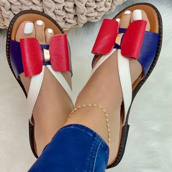 Damen bequeme und elegante Riemensandaletten mit raffiniertem Schleifen-Detail