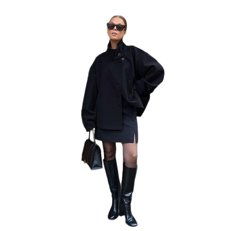 Damen Kurze Jacke mit hohem Kragen und Knopfverschluss ShopNory