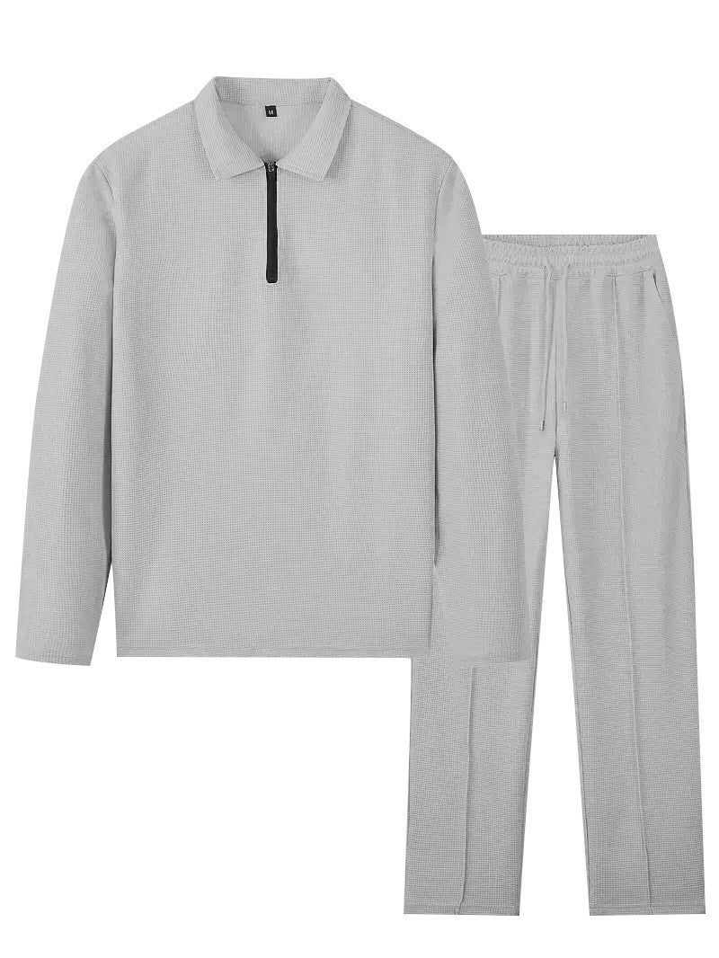 Herren Sportliches Relaxed-Fit Freizeitset mit Stehkragen