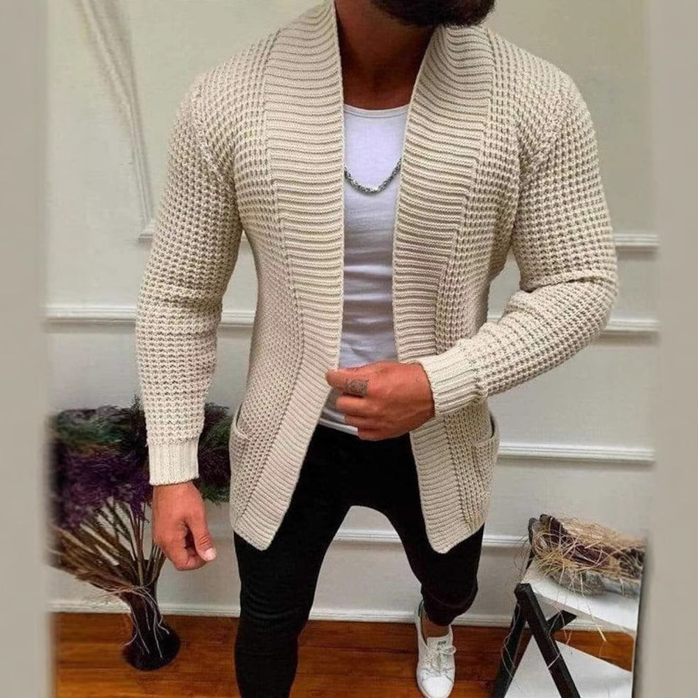 Herren Strickcardigan mit Schalkragen und strukturiertem Waffelmuster Shop Nory