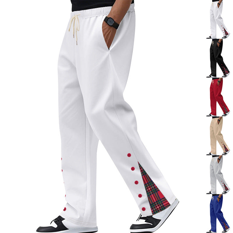 Herren Relaxed-Fit Jogginghose mit Karo-Seitenpasse, Druckknopfleiste & Kordelzug Shop Nory