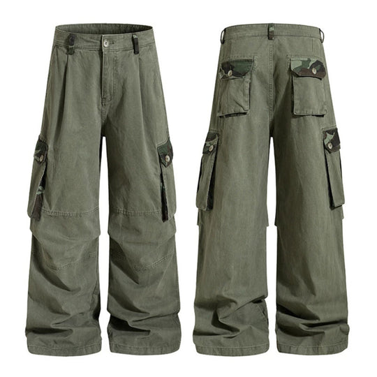 Damen weite Cargo-Hose im Utility-Stil mit hoher Taille und großzügigen Klappentaschen Shop Nory