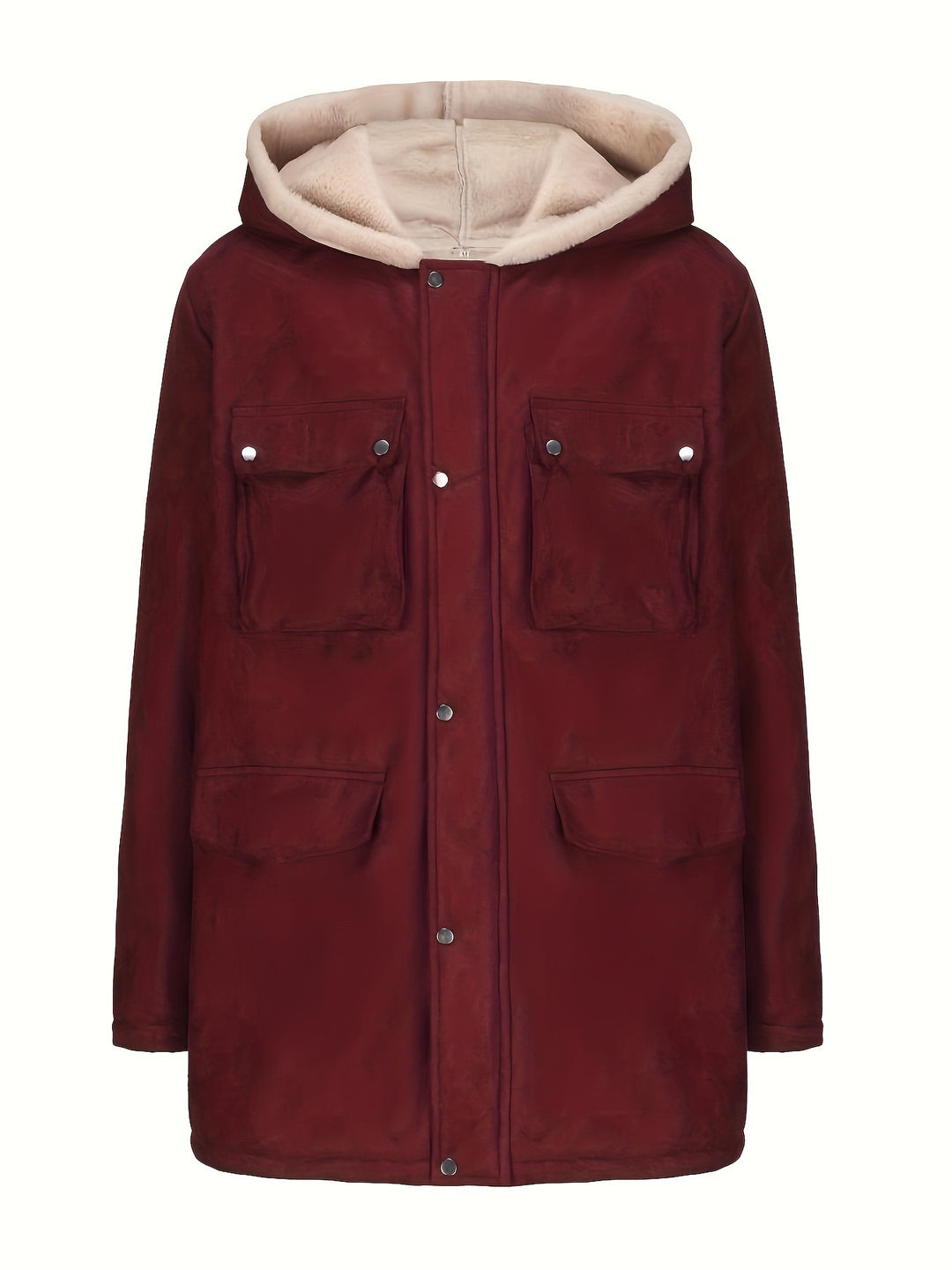 Herren Parka im Field‑Stil mit Teddyfutter in Kapuze, aufgesetzten Pattentaschen und Druckknopfverschluss Shop Nory