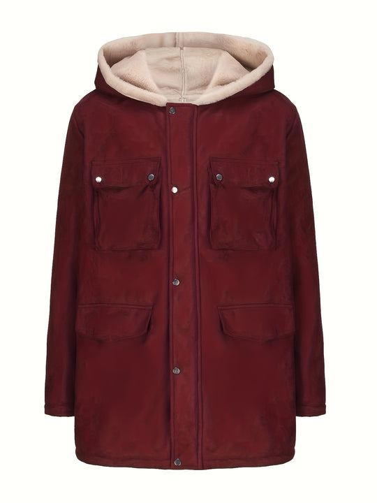 Herren Parka im Field‑Stil mit Teddyfutter in Kapuze, aufgesetzten Pattentaschen und Druckknopfverschluss Shop Nory