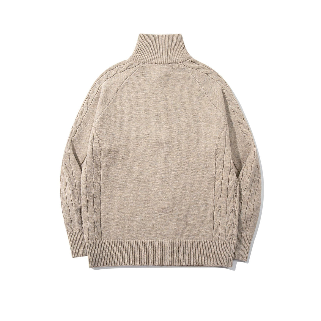 Herren Grobstrick‑Zipjacke mit Funnelkragen, Raglanärmeln und Zopfmuster Shop Nory