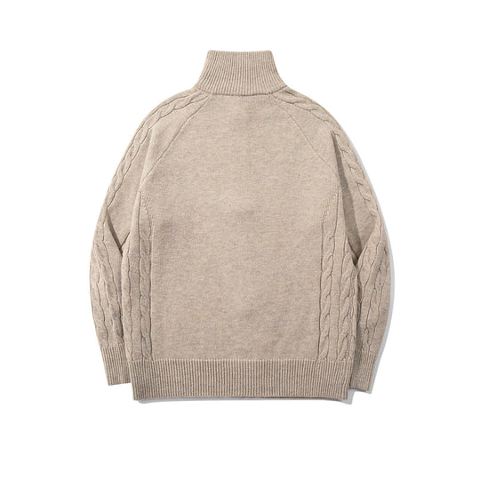 Herren Grobstrick‑Zipjacke mit Funnelkragen, Raglanärmeln und Zopfmuster Shop Nory