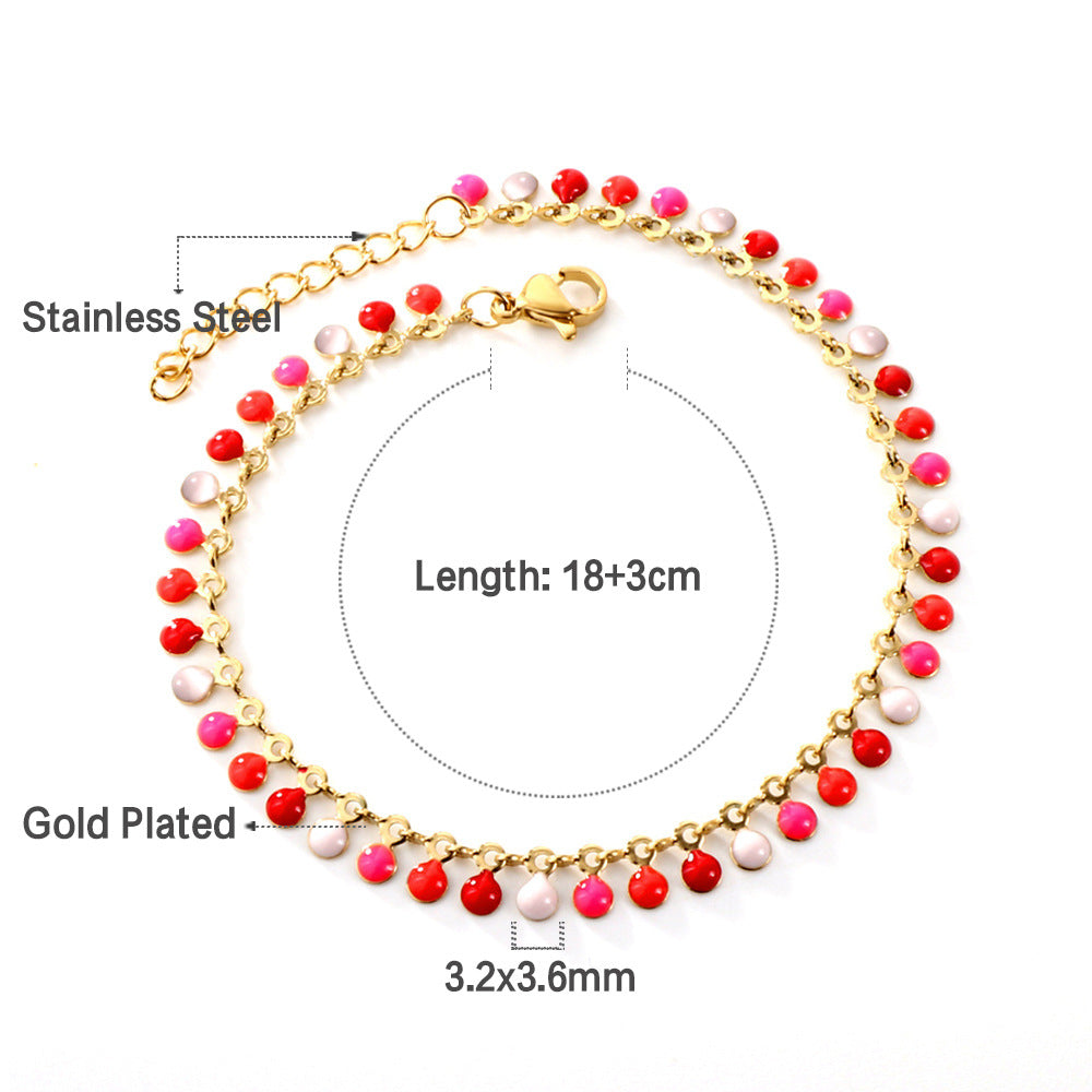 Damen Armband aus Edelstahl mit bunten Herz-Elementen und feiner Goldbeschichtung Shop Nory