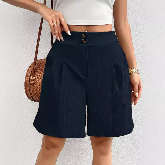 Damen Elegante Shorts mit Knopfverschluss und faltigem Design