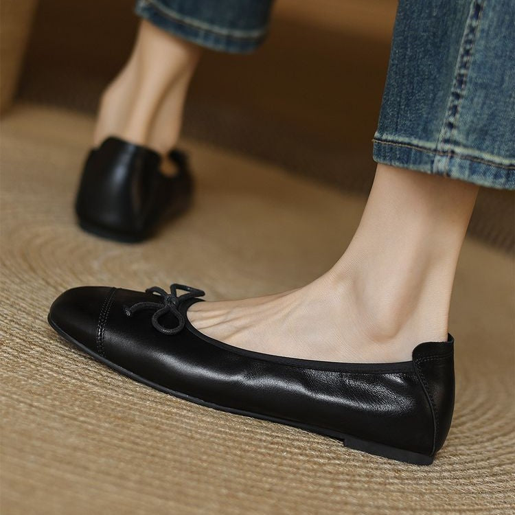 Damen Ballerinas mit elegantem Schleifenakzent aus hochwertigem Leder