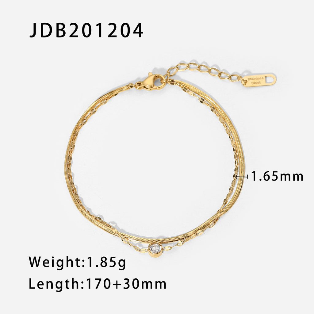 Damen Armband mit feinem Kettendesign und eleganten Zirkonsteinen Shop Nory