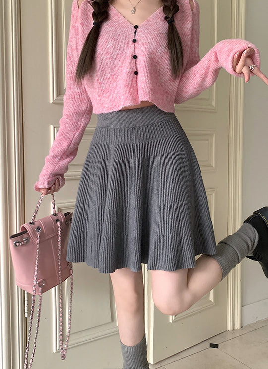 Damen Plissierter Rock mit hohem Bund Shop Nory