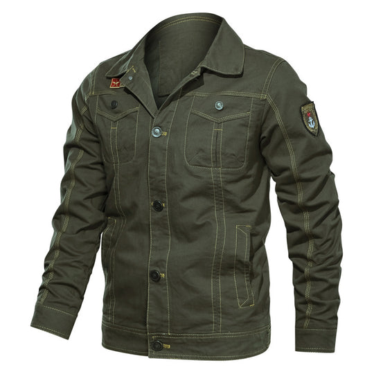 Herren Leichte Canvas-Fieldjacke im Military-Cut mit kontrastierenden Steppnähten und Brustpattentaschen Shop Nory