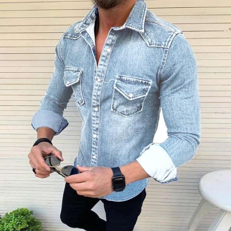 Herren Denim Hemd mit modernem Schnitt und praktischen Brusttaschen