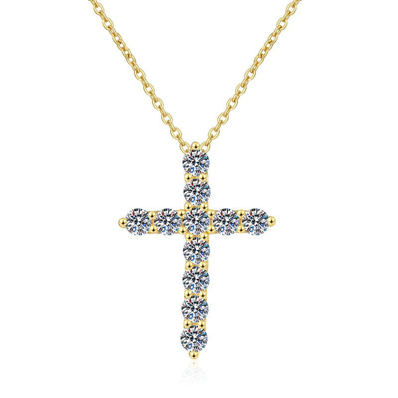Damen Halskette mit funkelndem Kreuz-Anhänger aus kristallklaren Zirkonia Shop Nory
