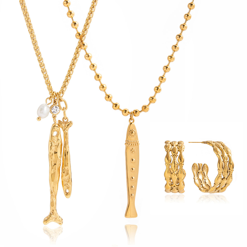 Damen Ohrhänger mit elegantem Fischdesign aus hypoallergenem Edelstahl Shop Nory
